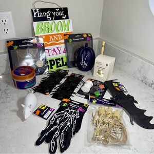 NWT-Misc Halloween Bundle Including Toys, Decorations, and Personal Items.